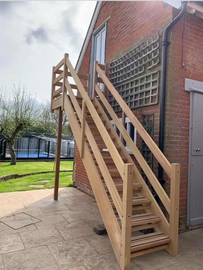 External Iroko Staircase In Billericay, Essex